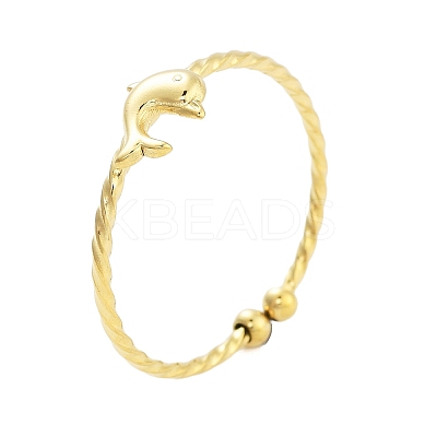 Real 18K Gold Plated 304 Stainless Steel Open Cuff Rings for Women LS-RJEW-B061-02G-04-1