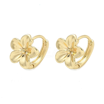 Flower Brass Hoop Earrings EJEW-Z102-01G-1