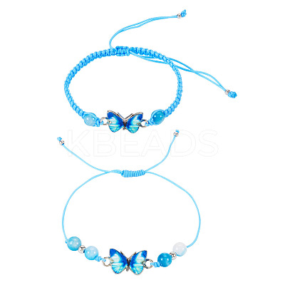 Adjustable Nylon Braided Bead Bracelets BJEW-TA00481-1