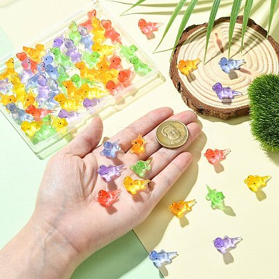 60Pcs 6 Colors Luminous Resin Lizard Figurines DJEW-CJ0001-16-1
