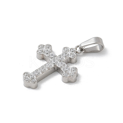 304 Stainless Steel Micro Pave Cubic Zirconia Pendants STAS-Z107-08P-11-1