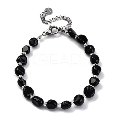 Natural Obsidian Beaded Bracelets for Women G-P563-07P-14-1