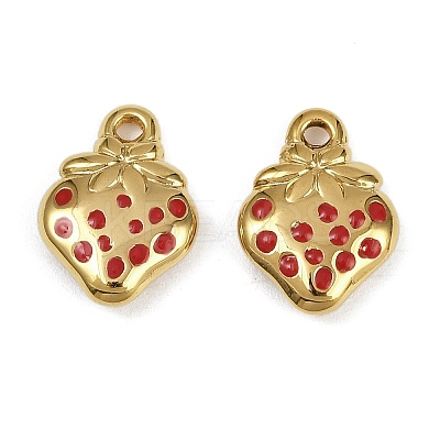 Strawberry 304 Stainless Steel Enamel Pendants STAS-L290-21A-G-1