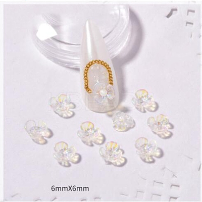 Resin 3-petals Flower Nail Art Charms MRMJ-WH0079-18-1