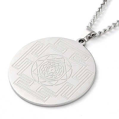 Non-Tarnish 304 Stainless Steel Curb Chain Pendant Necklaces NJEW-H034-01P-1