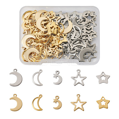 100Pcs 10 Style 304 Stainless Steel Charms STAS-PJ0001-39-1