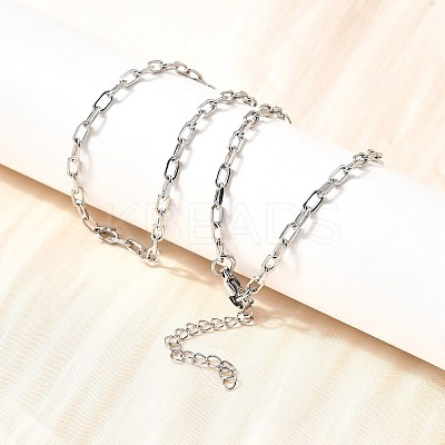 2.5MM 304 Stainless Steel Paperclip Chain Necklaces for Women Men NJEW-A054-03P-1