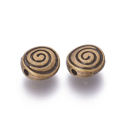 Tibetan Style Alloy Flat Round Carved Vortex Beads LS-TIBEB-5437-AB-FF-1