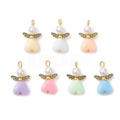 Acrylic & ABS Plastic Imitation Pearl Angel Pendants PALLOY-JF04466-01-1