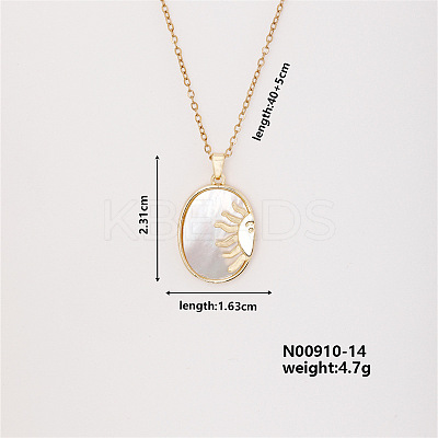 Elegan Brass Micro Pave Cubic Zirconia Oval with Sun Pendant Necklace for Women YM2366-2-1