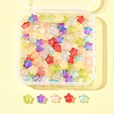 120Pcs 9 Colors Transparent Spray Painted Glass Beads GLAA-FS0002-13-1