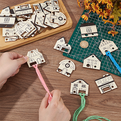 1 Set 32Pcs Wood Embroidery Thread Plate DIY-UN0006-68-1