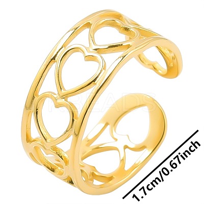 Simple Stainless Steel Love Heart Open Cuff Rings for Men Women GC6156-2-1