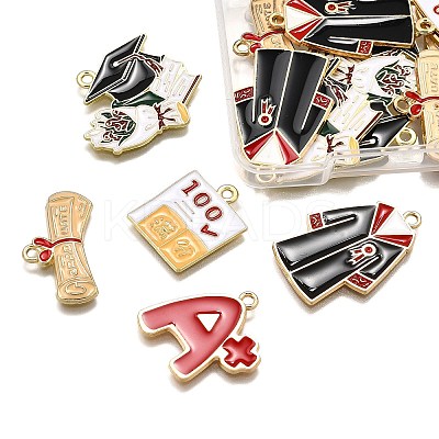 20Pcs 5 Styles Graduation Season Alloy Enamel Pendants ENAM-FP0002-80-1