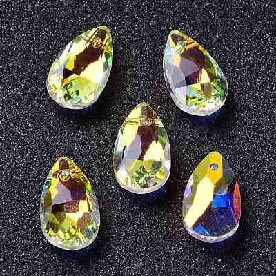 Faceted Teardrop Glass Pendants GLAA-O008-A15-1
