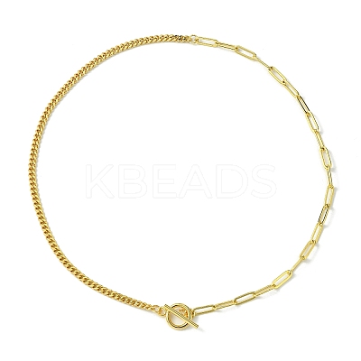 Brass Curb & Paperclip Chain Necklaces with Toggle Clasps NJEW-JN04609-1