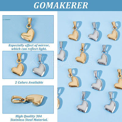 12Pcs 2 Colors 304 Stainless Steel Charms STAS-GO0001-05-1