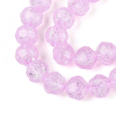 Transparent Crackle Glass Beads Strands GLAA-N053-8mm-08-1