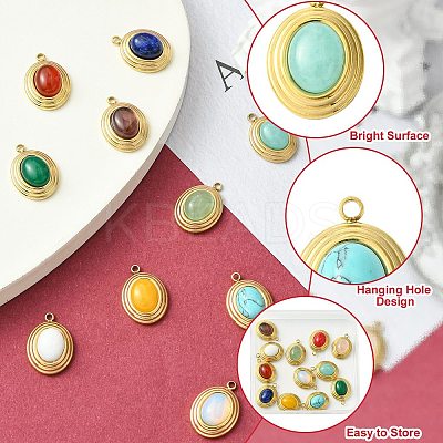12Pcs 12 Styles Natural Gemstone Pendants STAS-CJ0002-60-1
