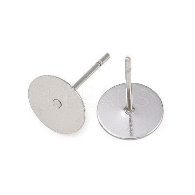 Tarnish Resistant 304 Stainless Steel Flat Round Blank Peg Stud Earring Findings X-STAS-S028-37-1