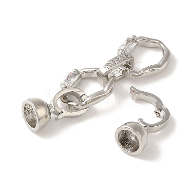Brass Micro Pave Clear Cubic Zirconia Fold Over Clasps LS-KK-K371-14P-1
