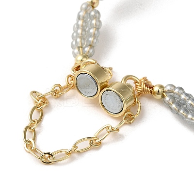 Natural Pearl & Glass Beaded Link Bracelets BJEW-C051-42G-1