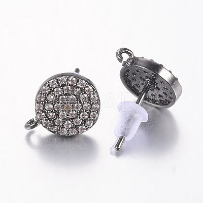 Brass Micro Pave Cubic Zirconia Stud Earring Findings LS-ZIRC-E132-13A-B-1