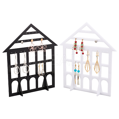 Detachable Lovely House Acrylic Earring Display Stands EDIS-WH0029-48A-1