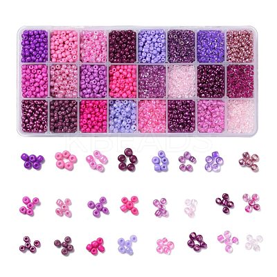 Purple Series 600G 24 Colors Glass Seed Beads SEED-JP0008-06-4mm-1