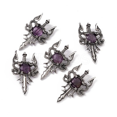 Natural Amethyst Pendants G-H281-03H-1