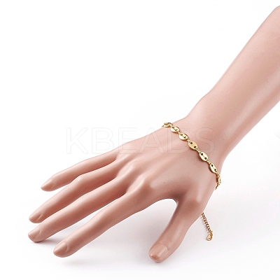 Brass Coffee Bean Chain Bracelets BJEW-JB05859-1