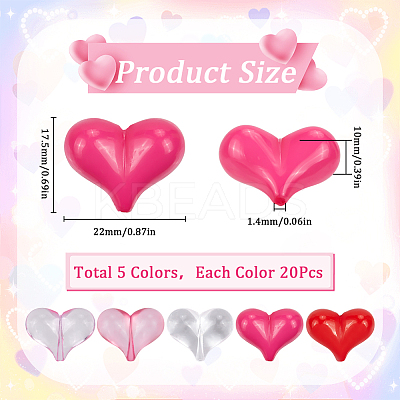 100Pcs 5 Colors Opaque & Transparent Acrylic Beads MACR-SC0001-78-1
