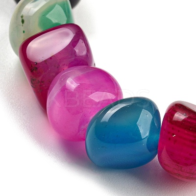 Dyed & Heated Natural Agate Nugget Beaded Stretch Bracelets BJEW-H238-01A-1