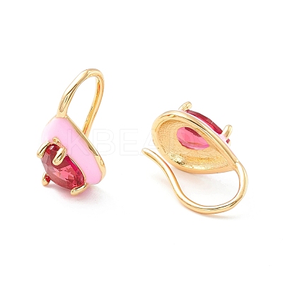 Teardrop Cubic Zirconia Dangle Earrings with Enamel for Women EJEW-P196-01G-01-1