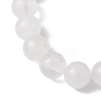 8mm Round Natural Quartz Crystal & Rhodochrosite Beaded Stretch Bracelets for Women BJEW-JB10700-1