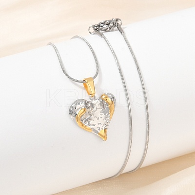 304 Stainless Steel Two Tone Pendant Necklaces for Women NJEW-S445-01F-GP-1