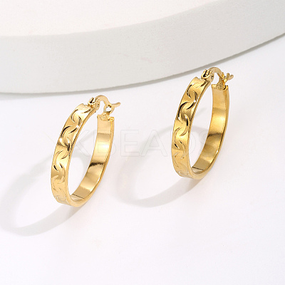 Minimalist 201 Stainless Steel Moon Hoop Earrings TD3757-1