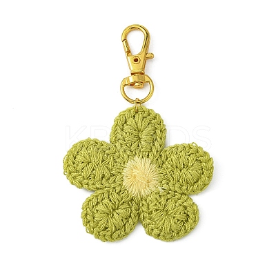 6Pcs 6 Colors Weave Flower Polyester Pendant Decorations X-HJEW-JM02889-1