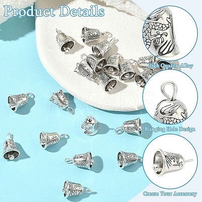 20Pcs Tibetan Style Alloy Bell Pendants FIND-YW0010-58-1