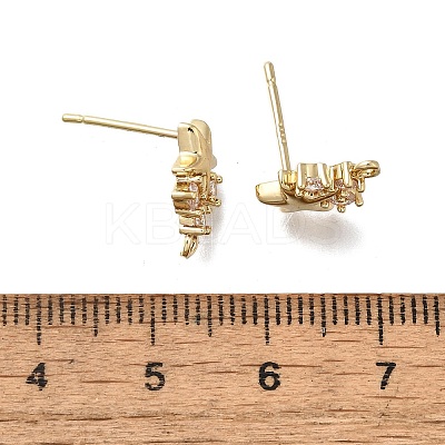 Brass with Cubic Zirconia Stud Earring Finding KK-Q048-14G-1