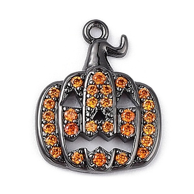 Rack Plating Brass Orange Cubic Zirconia Pendants KK-D031-03B-1