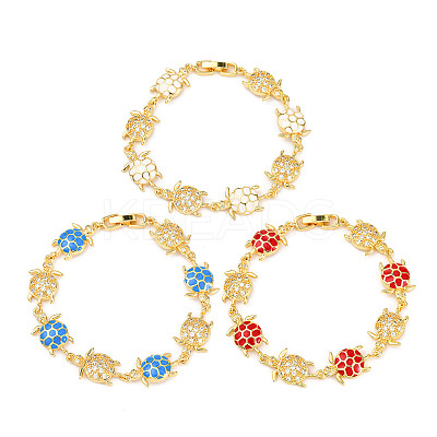 Brass Micro Pave Clear Cubic Zirconia Link Bracelets for Women BJEW-H209-05G-1