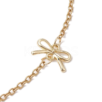 Bowknot Alloy Shell Pearl Beaded Necklaces NJEW-JN04819-1