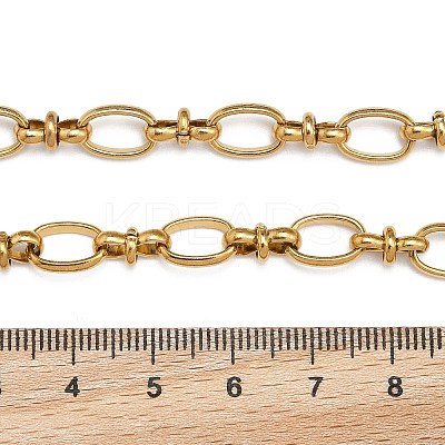 Ion Plating(IP) 304 Stainless Steel Bowknot & Oval Link Chain Bracelet for Women BJEW-G669-18G-1