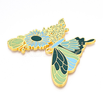 Rack Plating Alloy Enamel Big Pendants ENAM-N056-398D-G-1