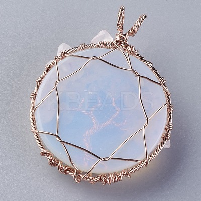 Opalite & Natural Rose Quartz Big Pendants G-G771-B06-1