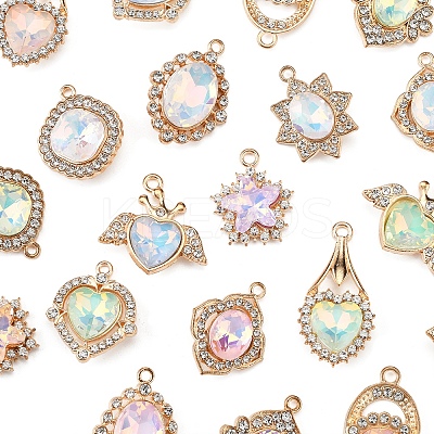 20Pcs 10 Styles Alloy Glass Pendants FIND-FS0003-50-1