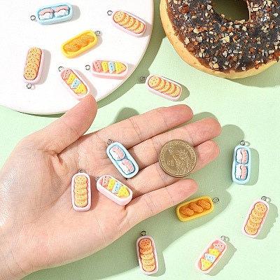 15Pcs Oval Imitation Food Opaque Resin Pendants RESI-YW0005-07-1