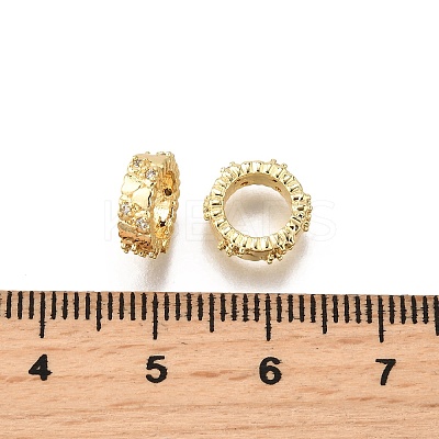 Brass Micro Pave Cubic Zirconia Rondelle European Beads KK-C106-20G-1