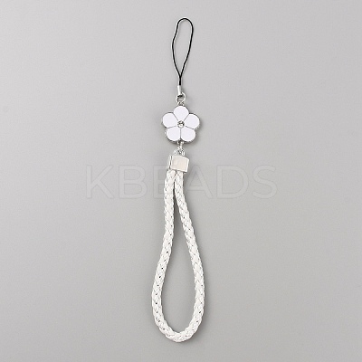 PU Leather Lanyard Wrist Strap Phone Flower Charms Straps DIY-WH0430-088B-1